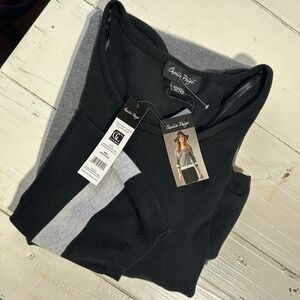 Charlie Paige Womens Colorblock Sweater Dress Black Grey XL 1401222